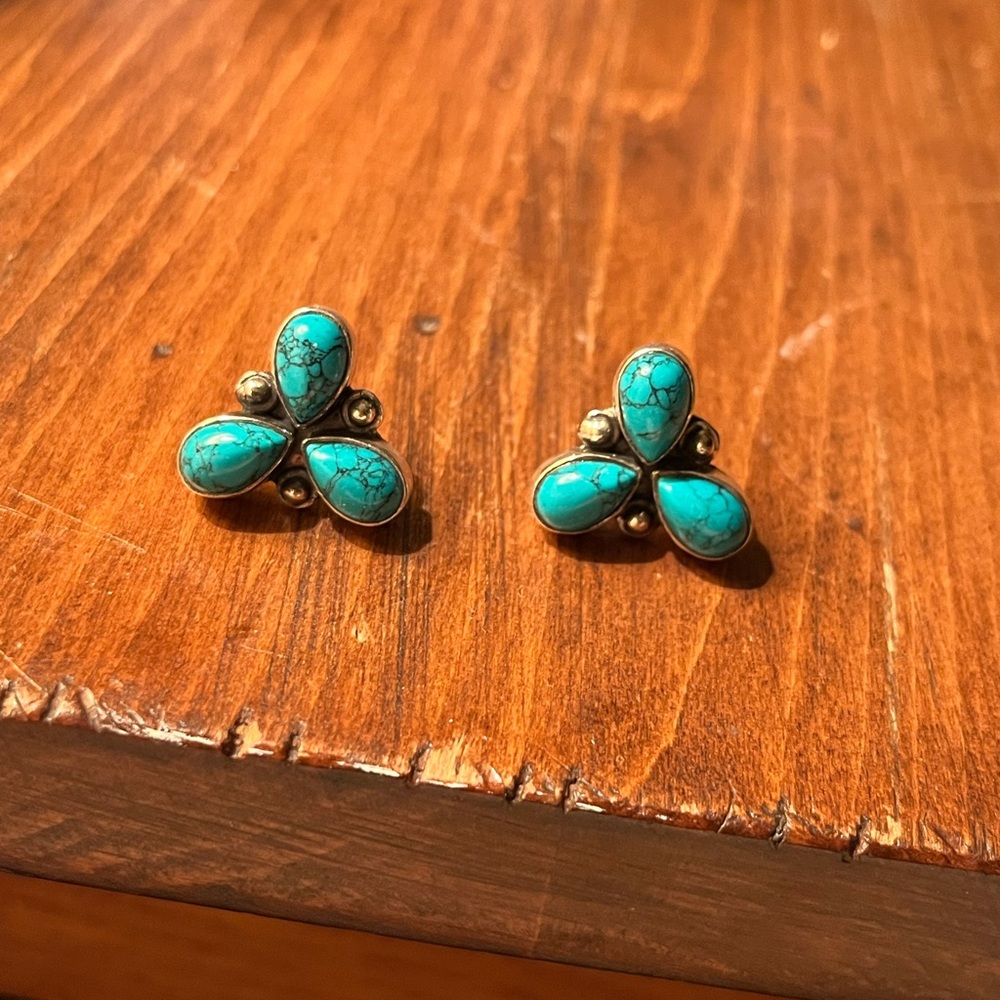 Turquoise and silver Stud Earrings